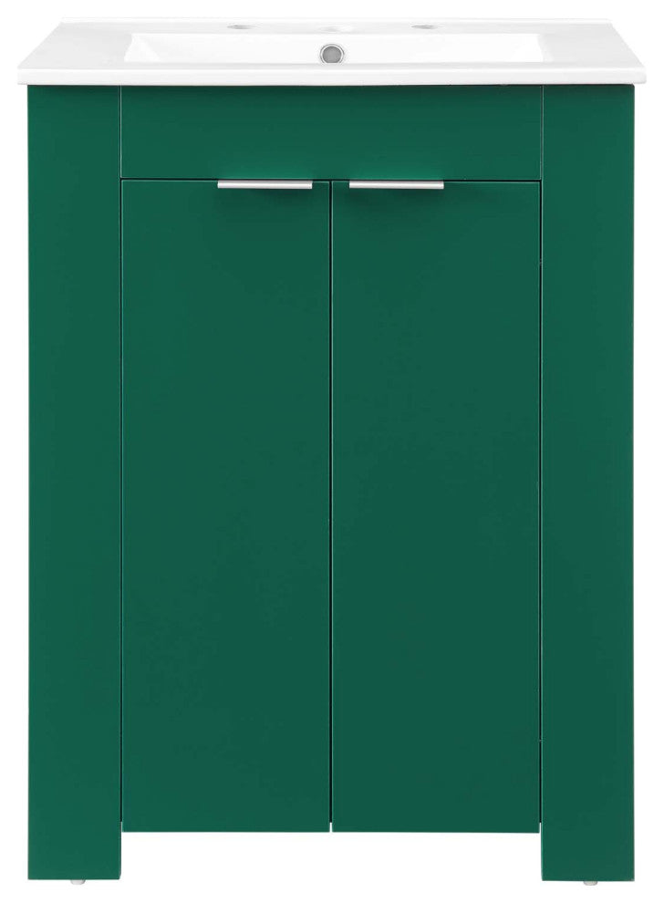 Sink Vanity Cabinet, Melamine, Green White, Modern, Hotel Bedroom Bathroom