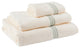 Triple Line Embroidery 3 Piece 100% Cotton Towel Set, Green and Ivory