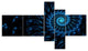 Endless Spiral Snail Blue, Abstract Canvas art print, 60"x32", 5 panels