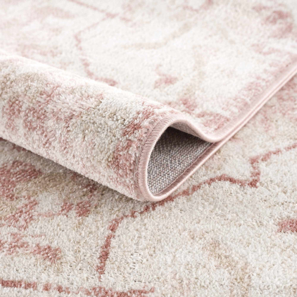Hauteloom Leonora Area Rug, Pale Pink/Plum/Peach, 2'7"x10'