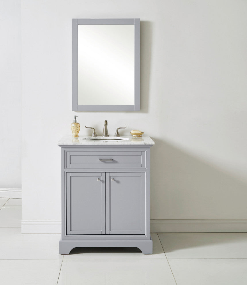 Amber Single Bathroom Vanity, Blue, Light Grey, 30"