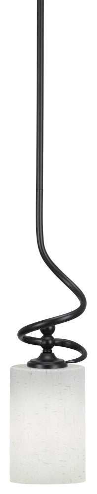 Capri 1-Light Mini Pendant with Hang Straight Swivel, Matte Black/White Muslin