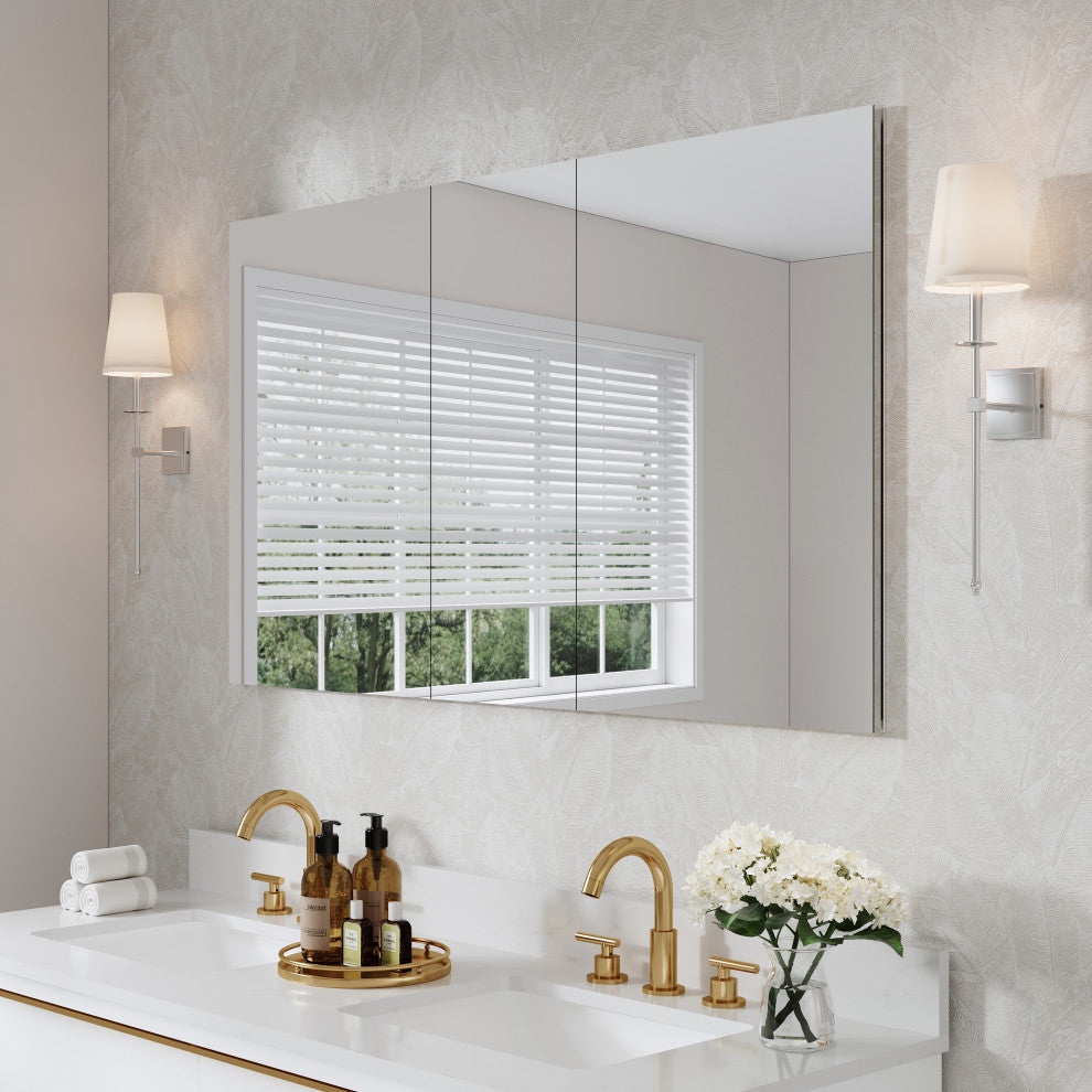 Recessed/Surface Mount Bathroom Medicine Cabinet, Reverse Installation, 52"x30"