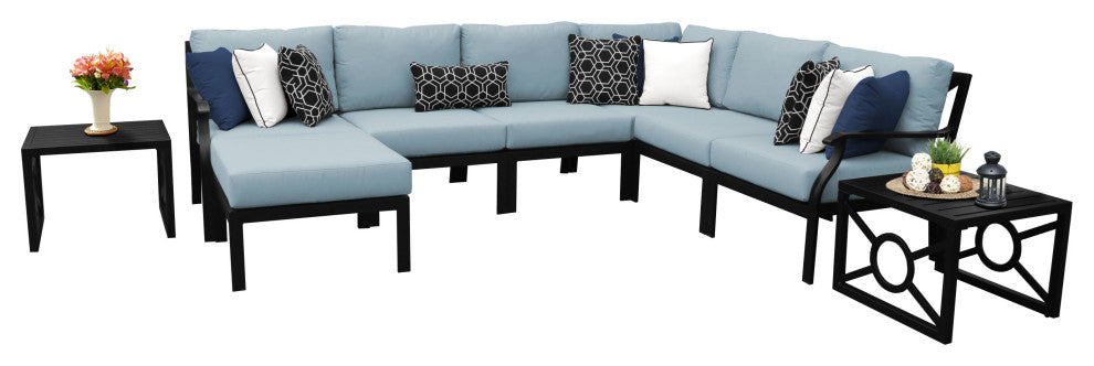 kathy ireland Madison Ave. 9 Piece Aluminum Patio Furniture Set 09b, Tranquil