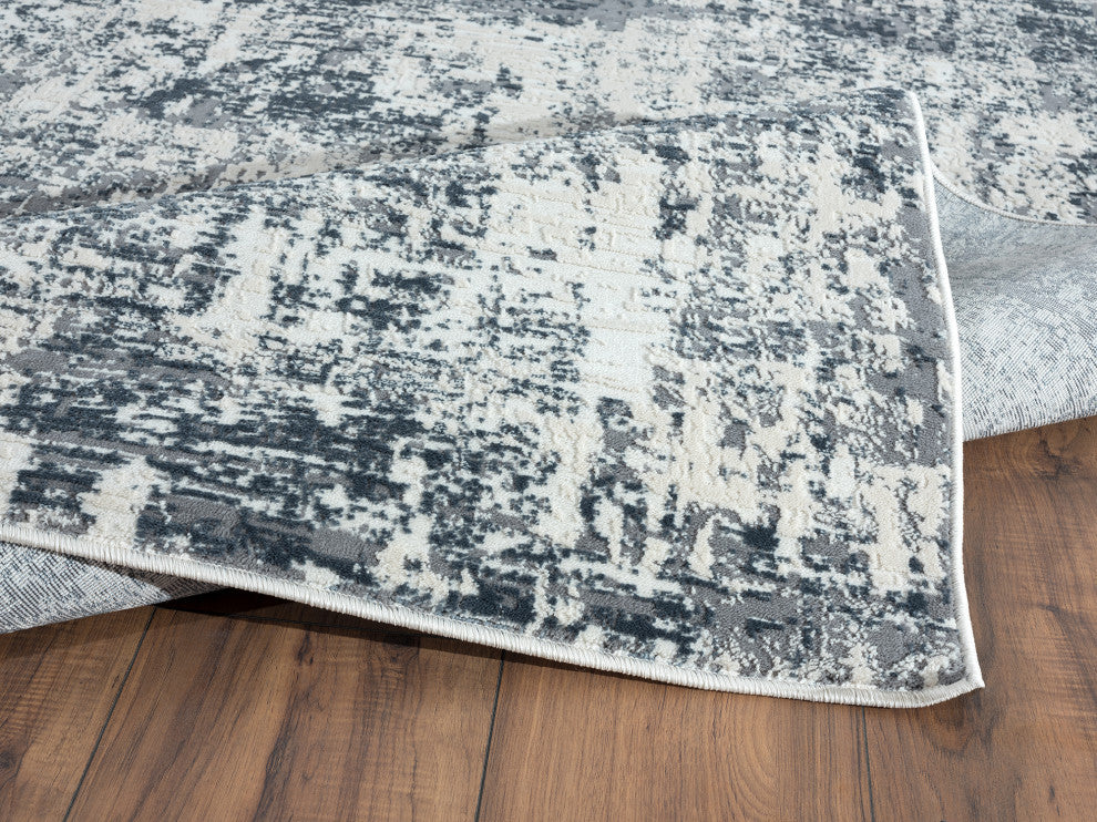 Abani Aspen Collection ASP130B Contemporary Abstract Hatching Gray Area Rug