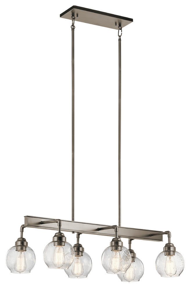 Linear Chandelier 6-Light, Antique Pewter