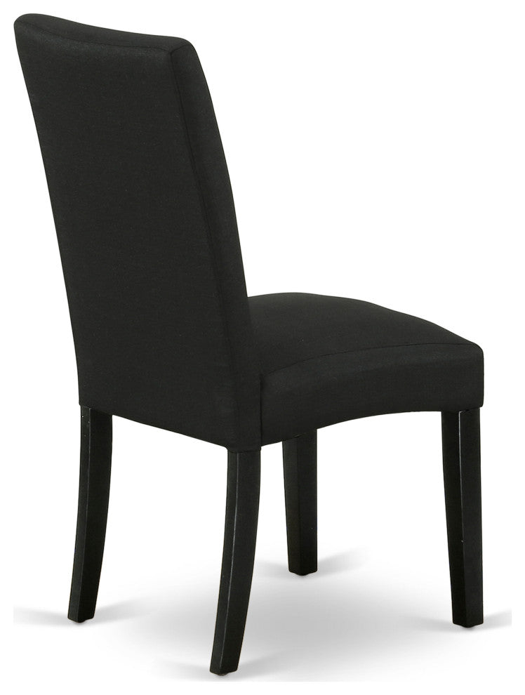 Parson Chair With Black Finish Leg And Linen Fabric- Black Color - Set Of 2