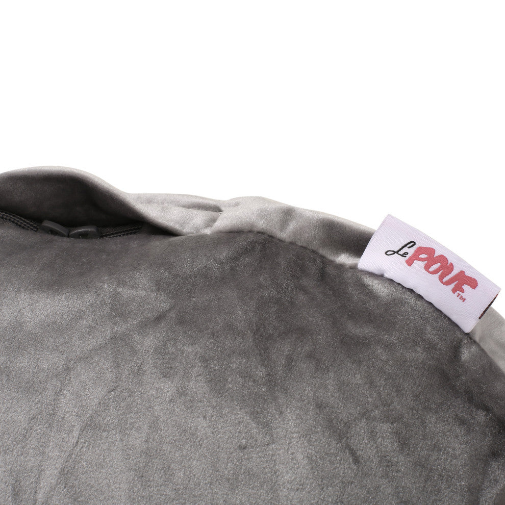 Bleckley Gwinnett Modern Velveteen Cylinder Pouf, Pewter