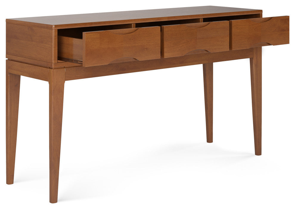 Harper Solid Hardwood Console Sofa Table, Teak Brown