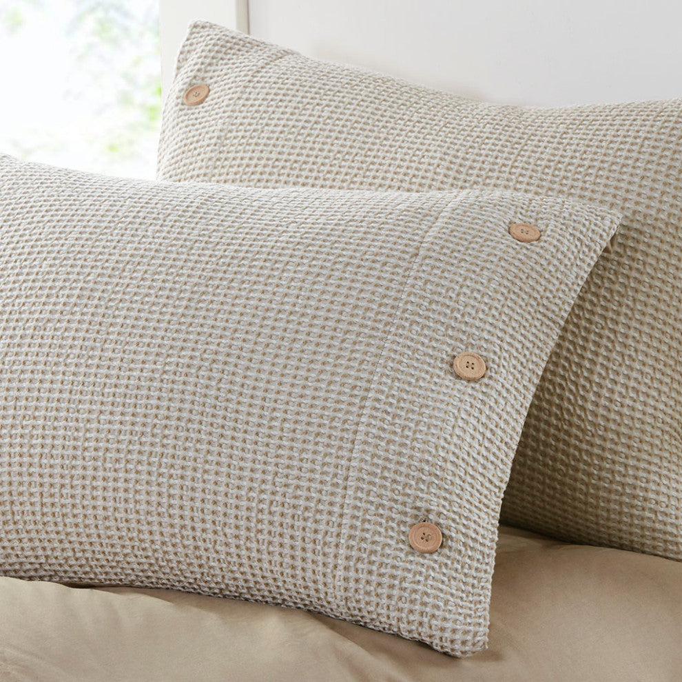 Clean Spaces Mara 4 Pc Cotton and Rayon Blend Waffle Weave Comforter Cover Set