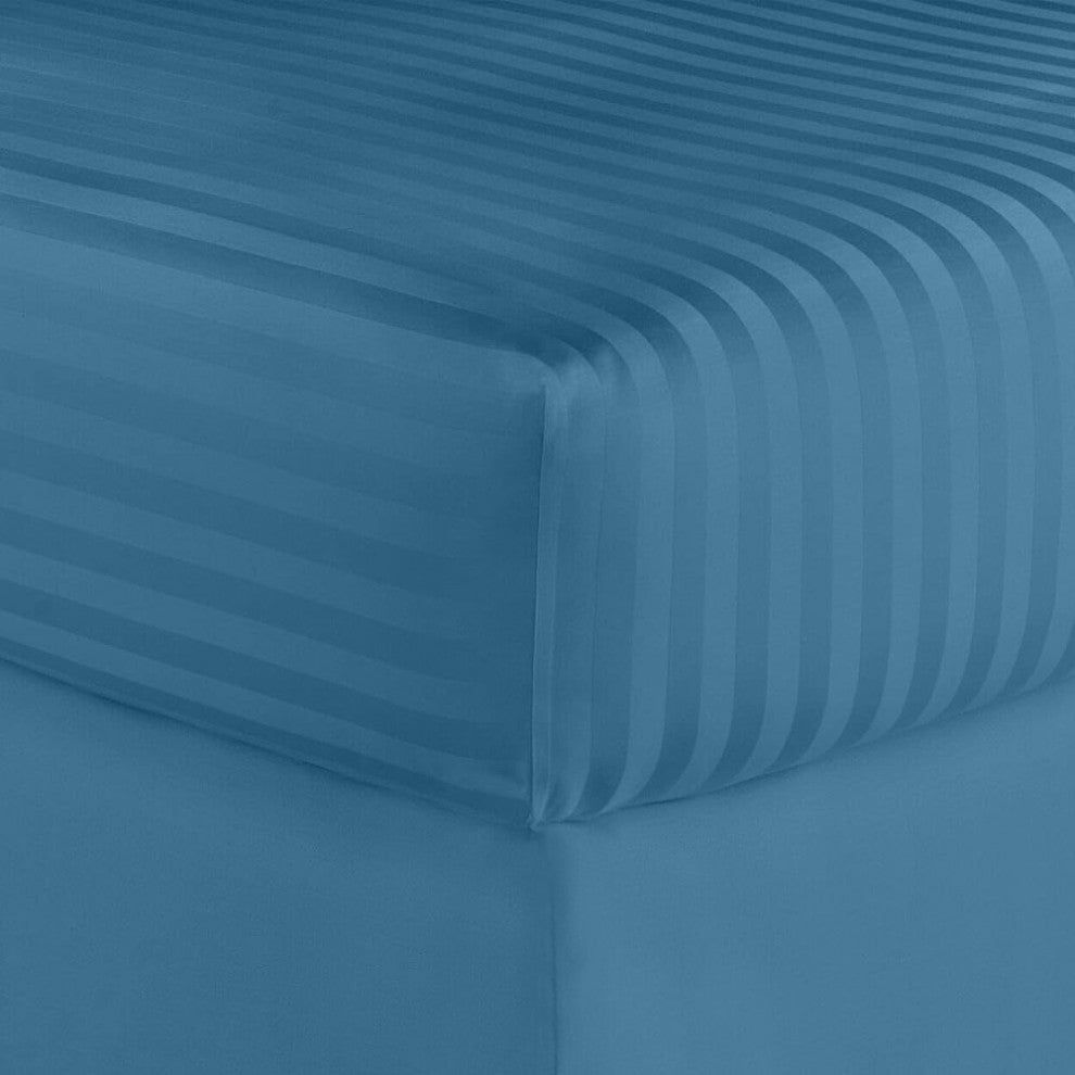 600 Thread Count 100% Cotton Stripe Sheet Set, Teal, Full