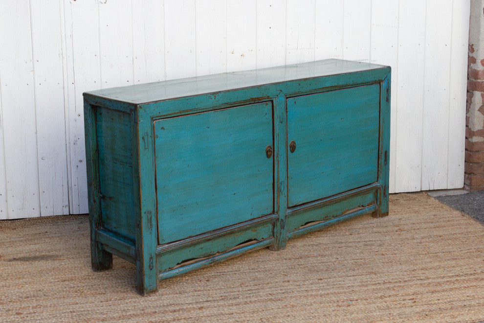 Painted Peacock Blue Buffet Cabinet