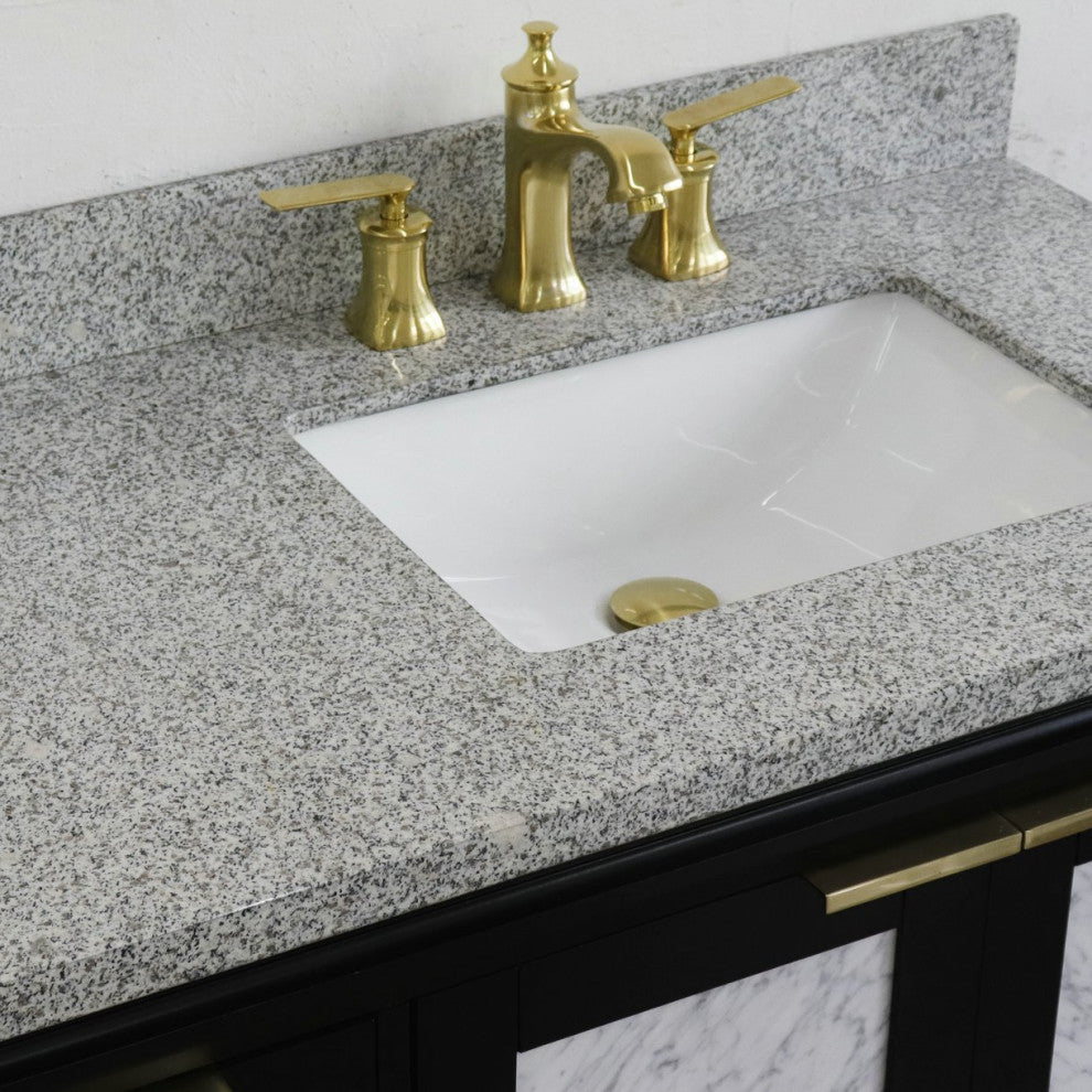 43" Single Vanity, Black Finish With Gray Granite
