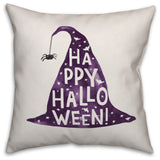 Happy Halloween Witch Hat 16"x16" Throw Pillow