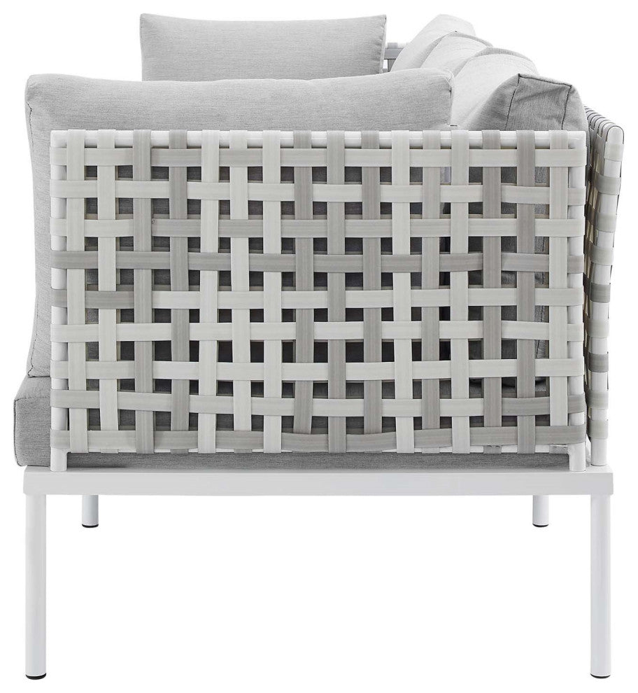 Lounge Sofa, Sunbrella, Aluminum, Metal, Gray, Modern, Outdoor Patio Cafe
