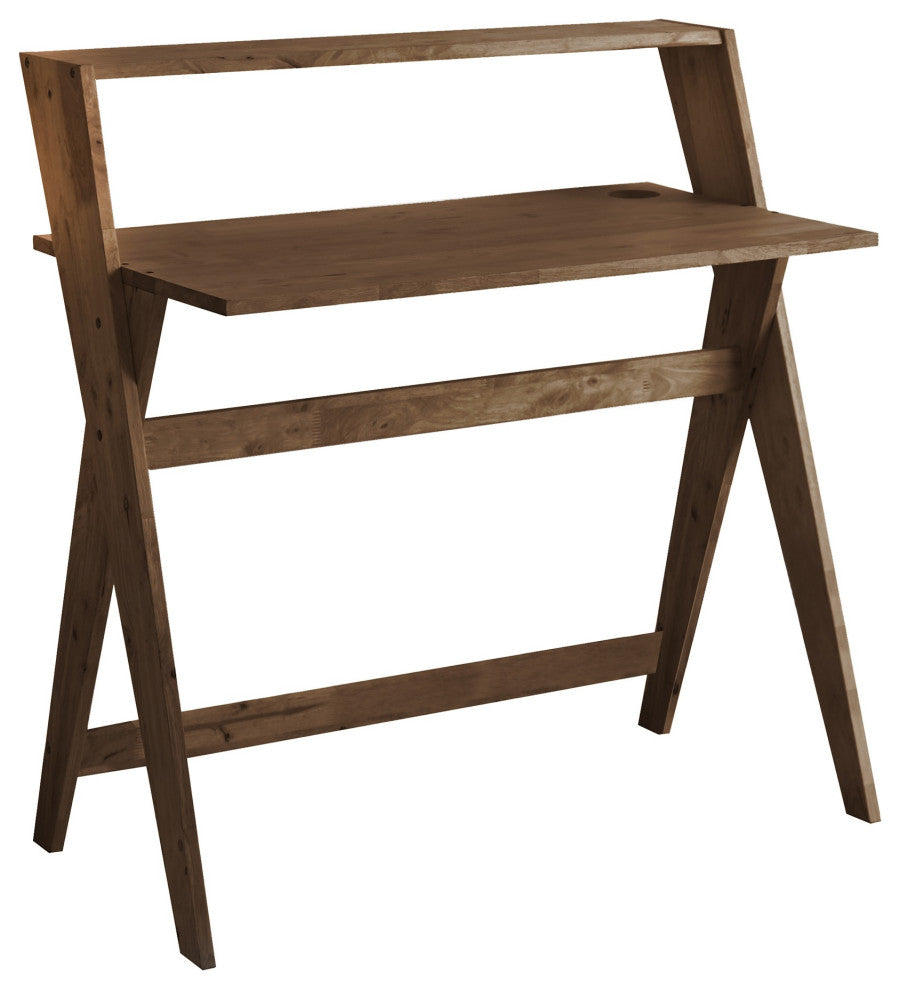 Modern Espresso Wood Crisscross Study Desk