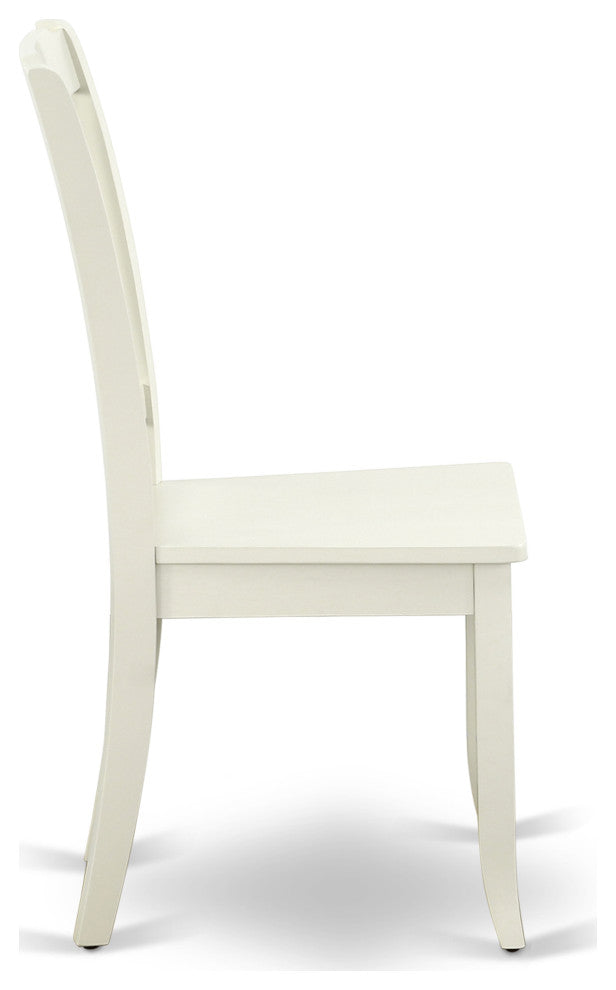 5Pc Dining Set 4 Wood Chairs, Small Butterfly Leaf Dining Table, Linen White