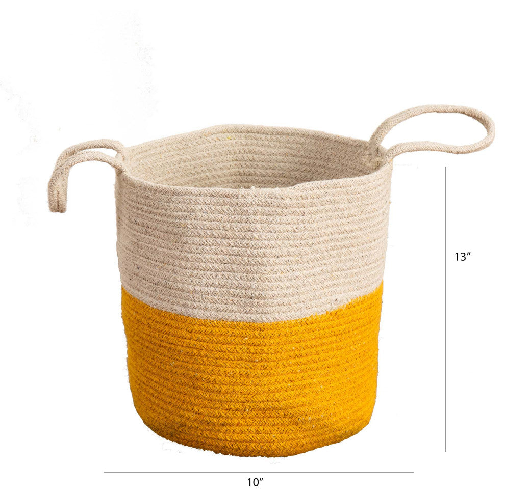 12" Handmade Natural Cotton Woven Basket Planter