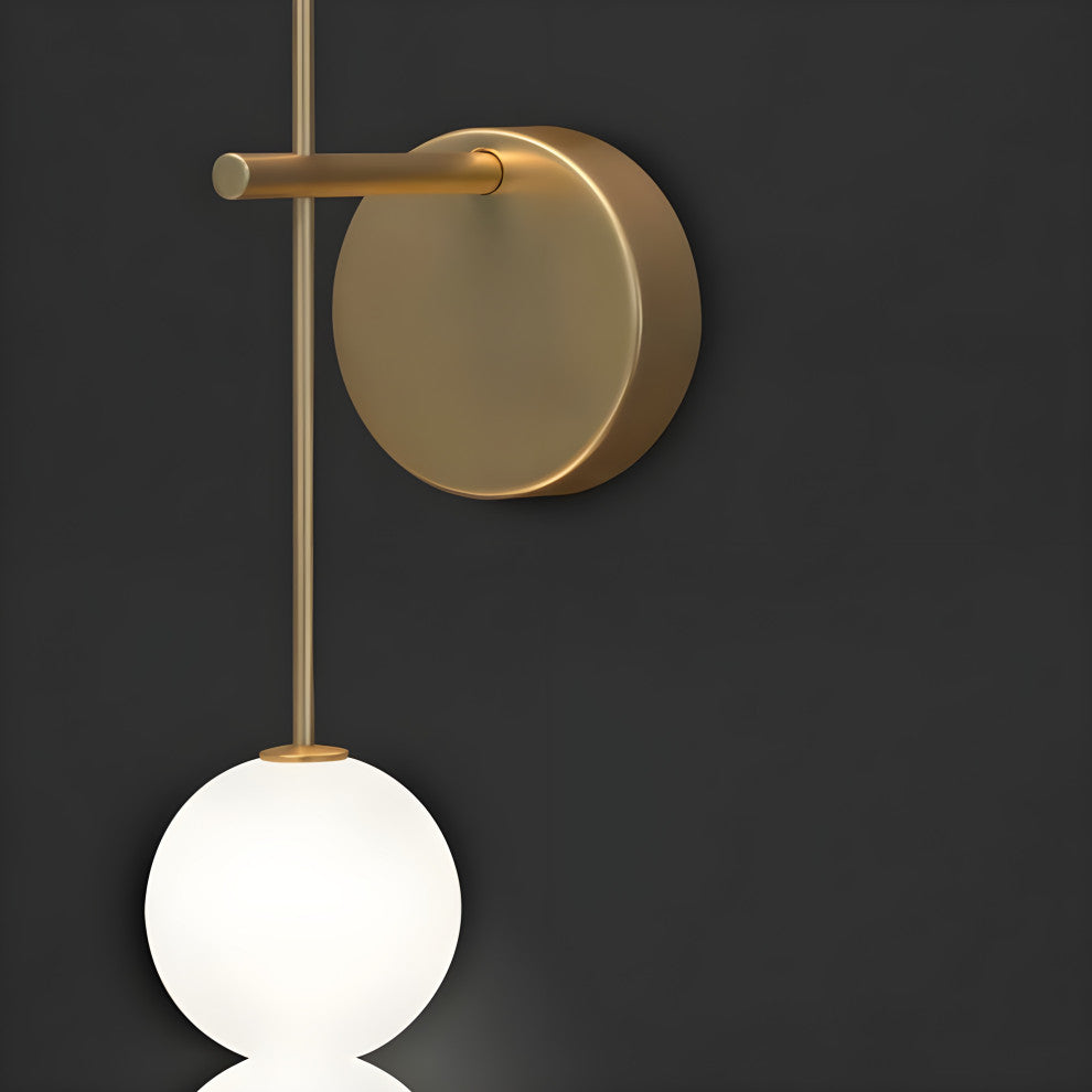 Modern Golden Wall Lamp with Light Spheres for Living Room, Bedroom, Glass, Cool Light