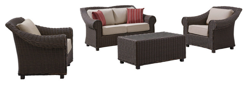 Martha Stewart Cedarstone 4-Piece Outdoor Conversation Set, Dark Brown