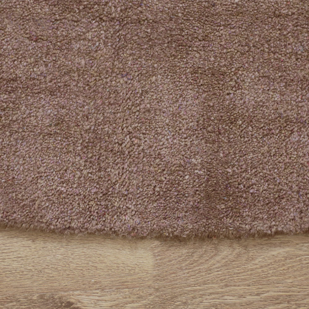 Hand Knotted Loom Silk Mix Area Rug Solid Light Brown, [Round] 8'x8'