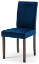 Side Dining Chair and Table Set, Velvet, Drak Brown Blue Navy, Modern, Bistro