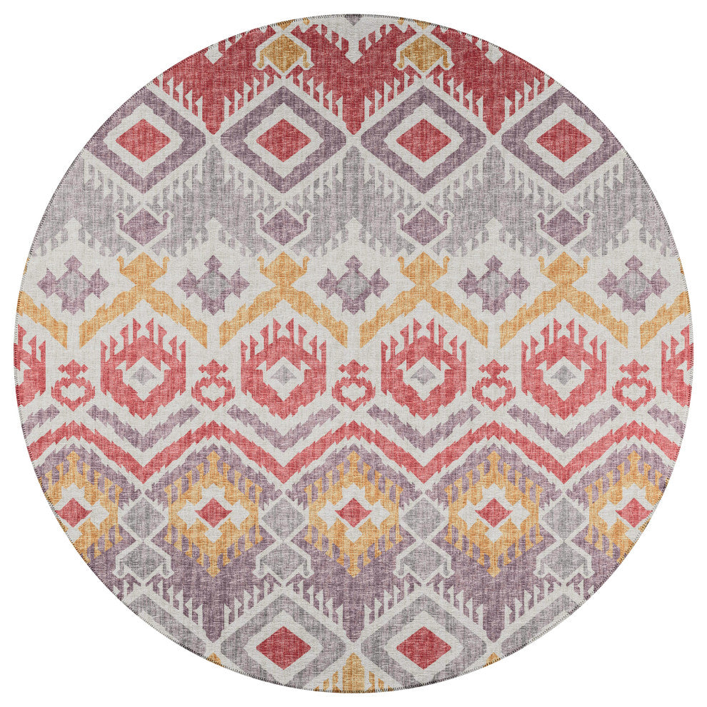 Indoor/Outdoor Sedona SN2 Passion Machine Washable 8' x 8' Round Rug