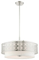 Brushed Nickel Fretwork, Ornamental, Sophisticated Pendant Chandelier