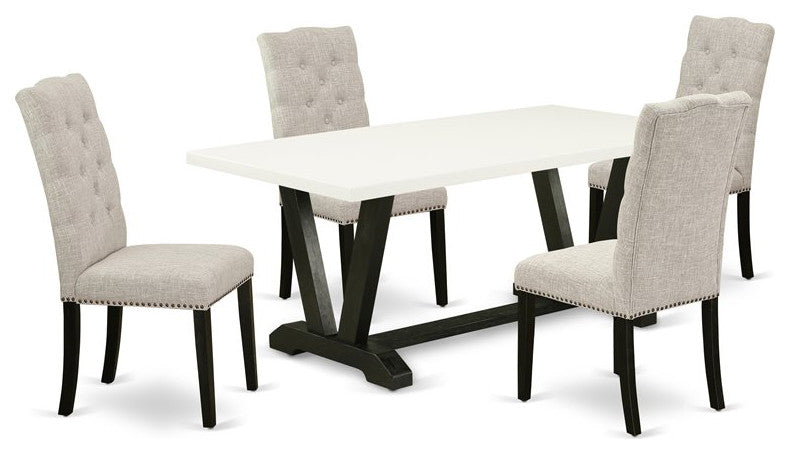 5-Piece Dinette Set, 4 Chairs and Table, Black