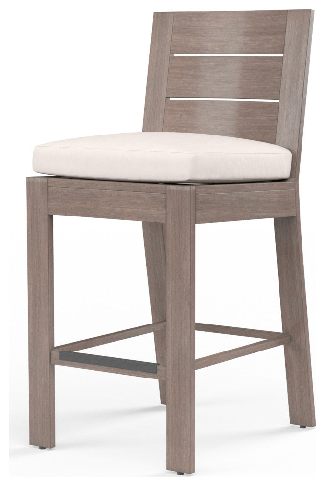 Laguna Canvas Natural Comfort Driftwood Finish Outdoor Barstool