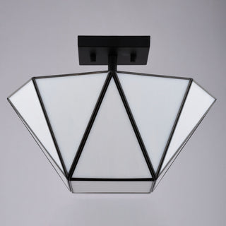 Burnett 2-Light Matte Black Mid-Century Modern Semi Flush Mount Ceiling Fixture, Matte Black