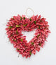 14" Wood Curl Heart Wreath With Twigs And Green Leaves