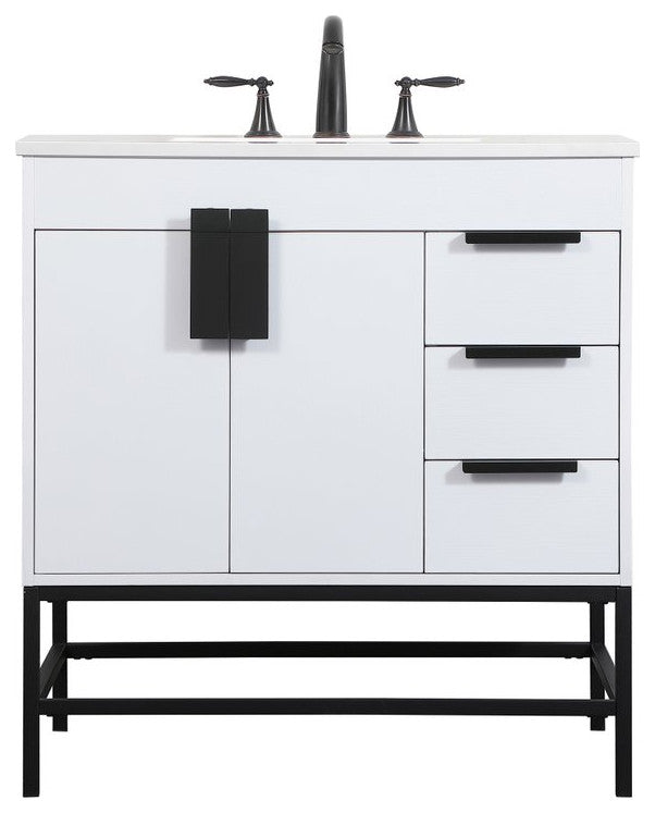 Home Living 22" Modern White-Light Bathroom Vanity
