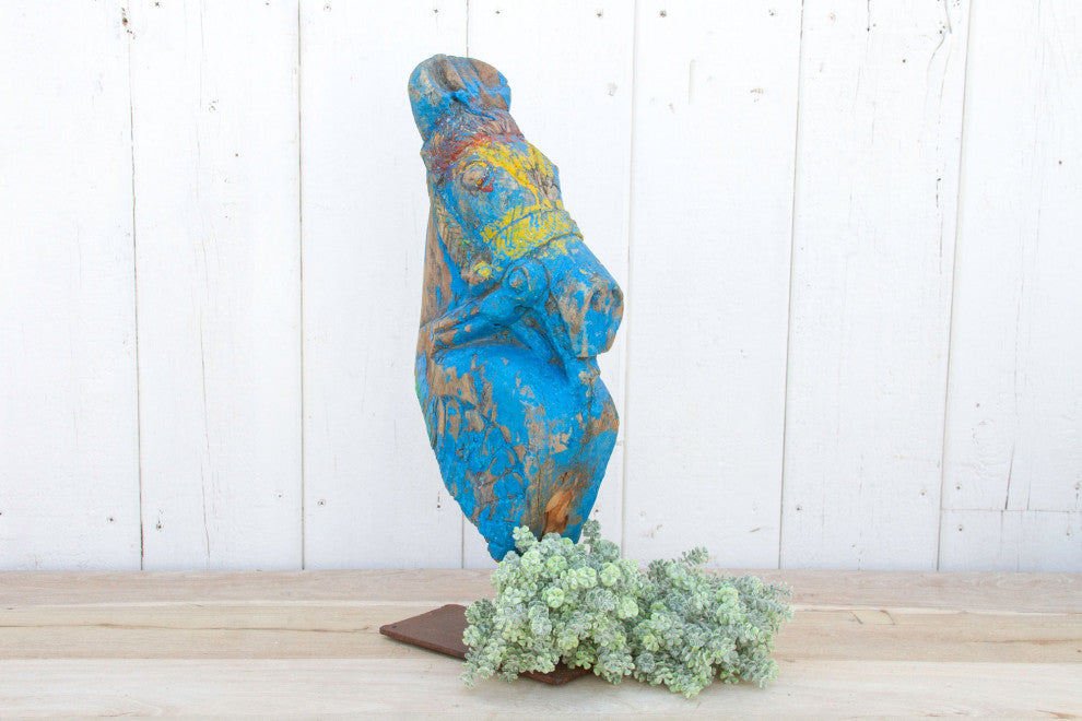 Antique Jodhpur Blue Horse Bust
