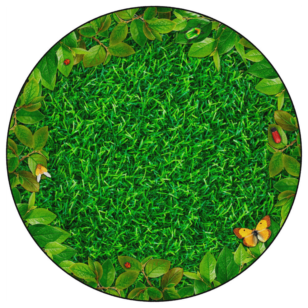 Flagship Carpets FA1361-27FS 6' Round Backyard Bugs Rug