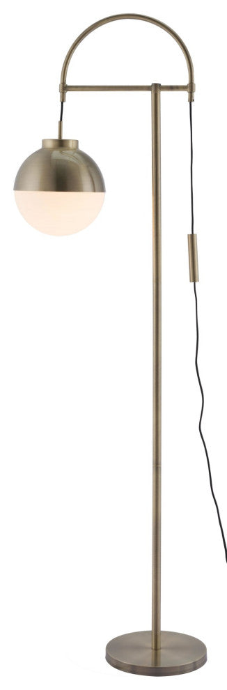 Floor Lamp Light, Glass, Steel Metal, Bronze, White, Mid Century Lounge Cafe