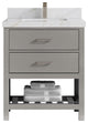 Parker 30" Single Sink Bath Vanity, Elephant Skin Gray 2" Calacatta Sienna