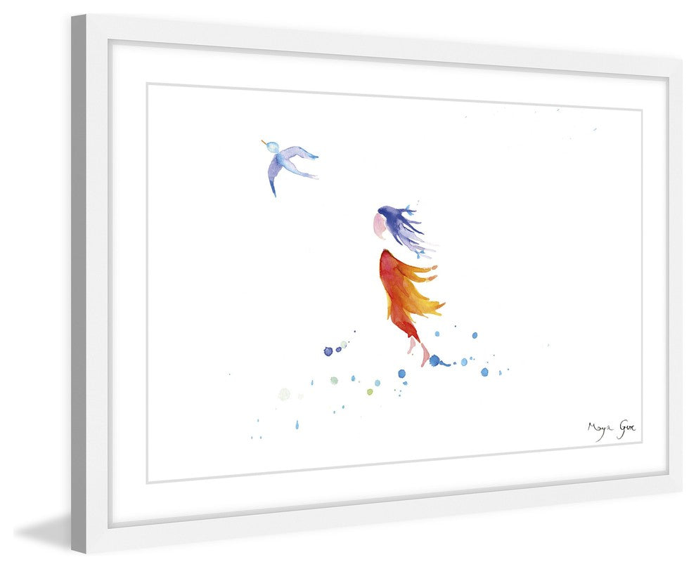 Marmont Hill, "Free Girl" by Maya Gur Framed Painting Print, 18x12