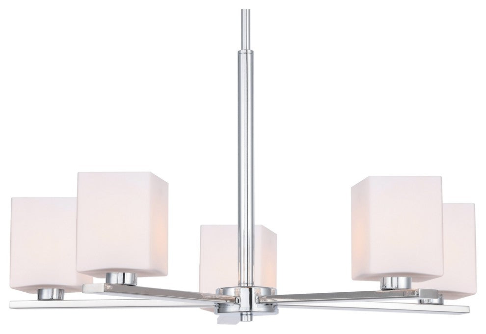 Claudia 5-Light Chandelier, Opal Square Glass, Halogen G9