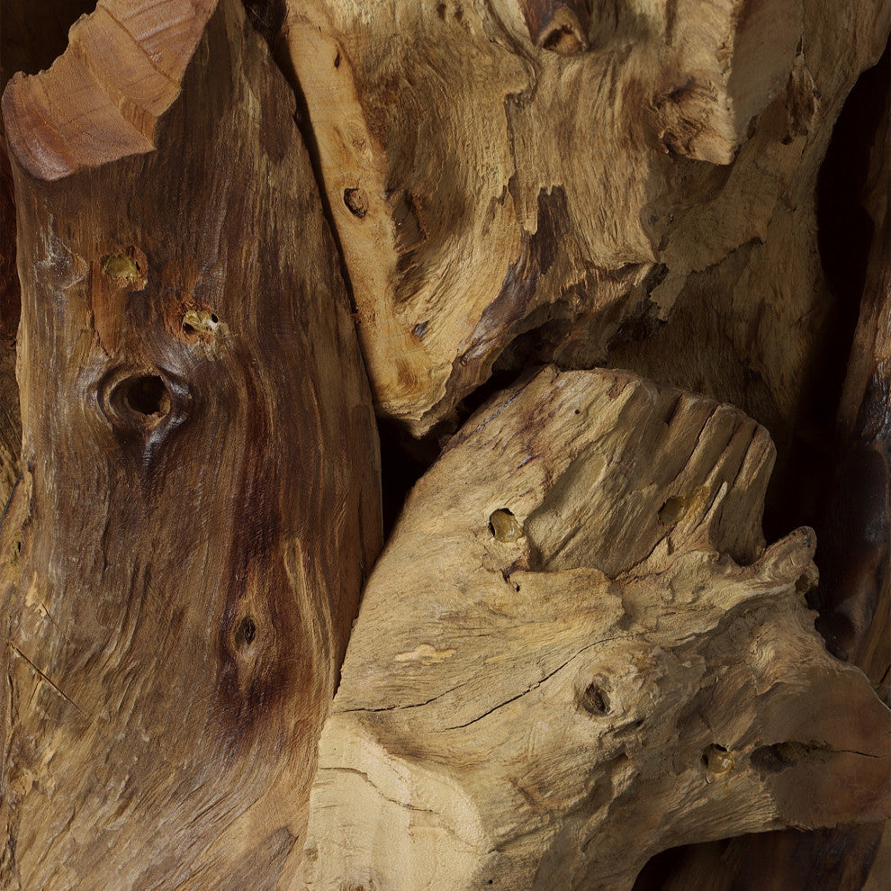 Uttermost 22876 Driftwood 43"W Glass and Teak Wood Coffee Table - Brown