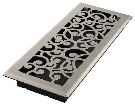 Wonderland Floor Register, Brushed Nickel, 4x12