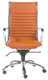 Dirk High Back Office Chair, Dark Caramel/Chrome