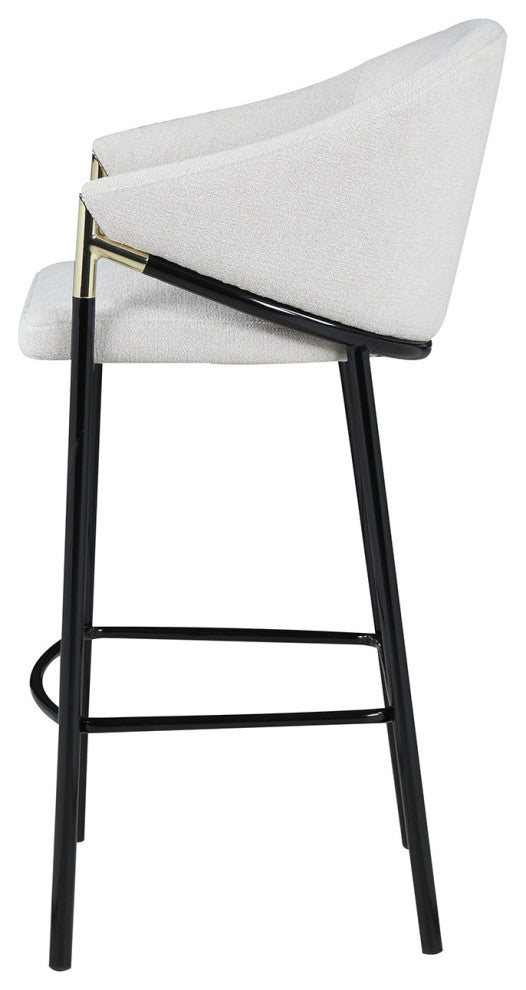 Set of 2 Bar Stool, Black and Beige