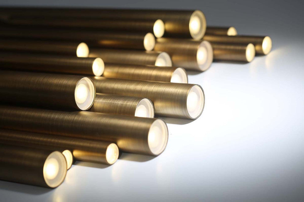 Santana Clustered Tubes 18 LED Chandelier, Triple Finish