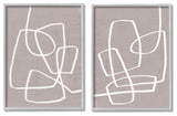 Abstract Busy Line Minimal Boho Design Brown White,2pc, each 11 x 14