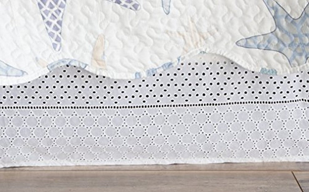 Gathered Lace Bed Skirt, Queen, White Eyelet