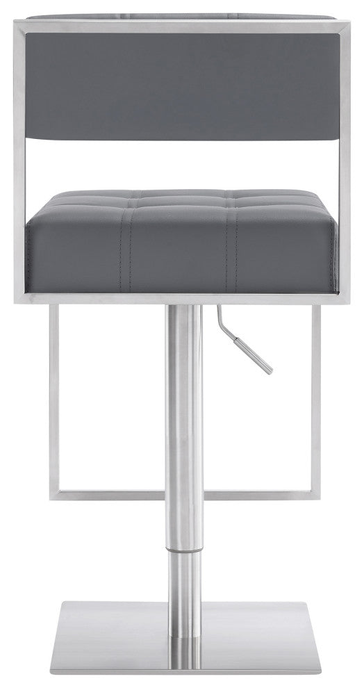 Kylee Swivel Barstool in Faux Leather, Gray
