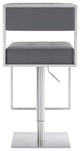 Kylee Swivel Barstool in Faux Leather, Gray