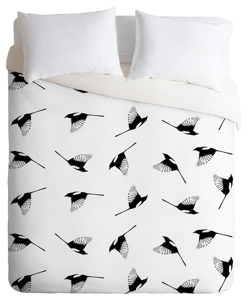 Elisabeth Fredriksson Magpies Duvet Cover Set, Queen