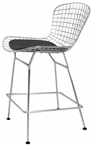 OCC set of 1- Chromed Steel Wire Frame Counter Height Stool